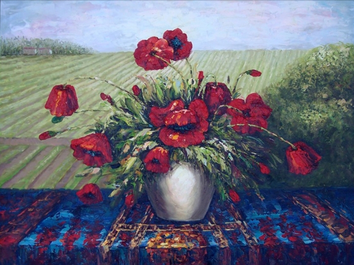 KM88536 Potted Red Poppies