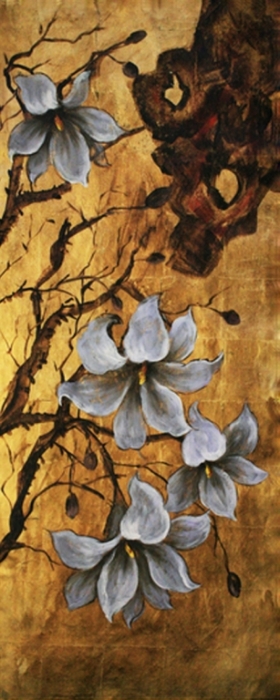 SH114 Blue Petals On Gold  II