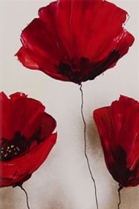 ZS10632 Red Poppy Panel Triptych II